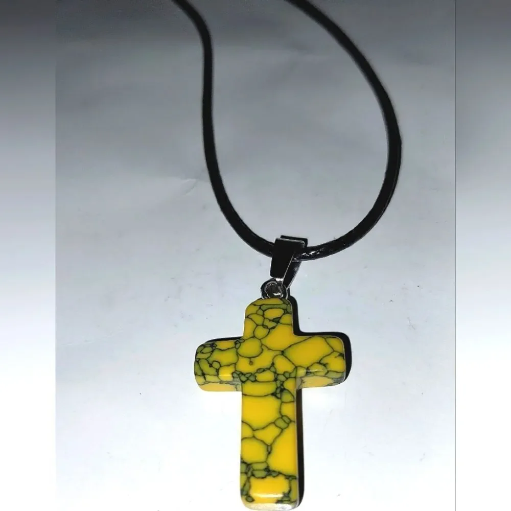 Yellow Cross Pendant Necklace